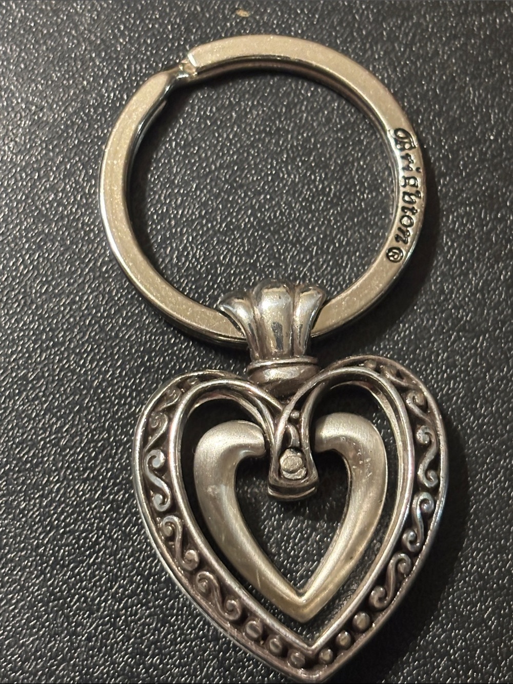 Brighton Silver Double Heart Pendant Keyring
